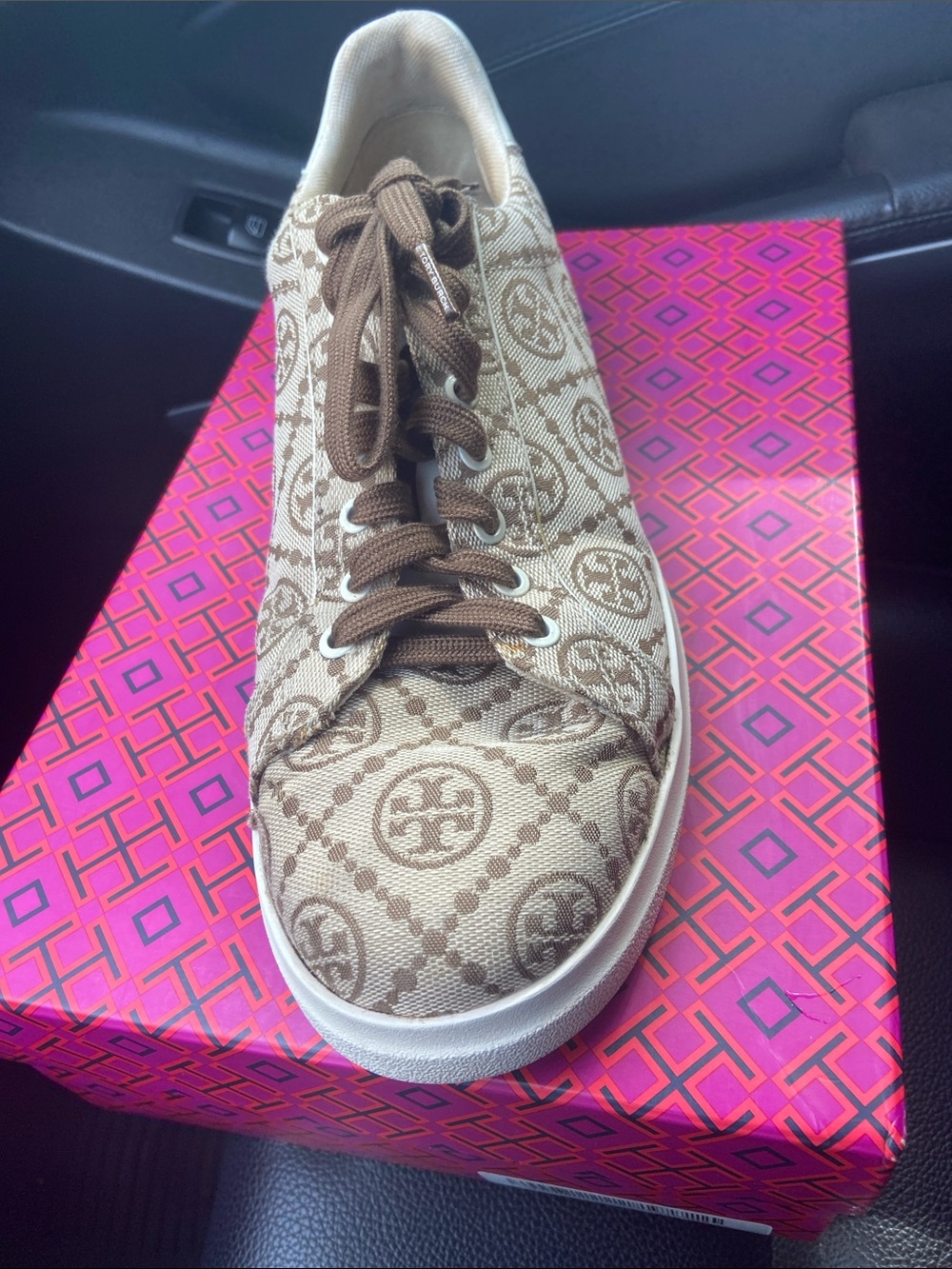 Tory Burch Logo-Print Women's Sneaker in Beige Brown
